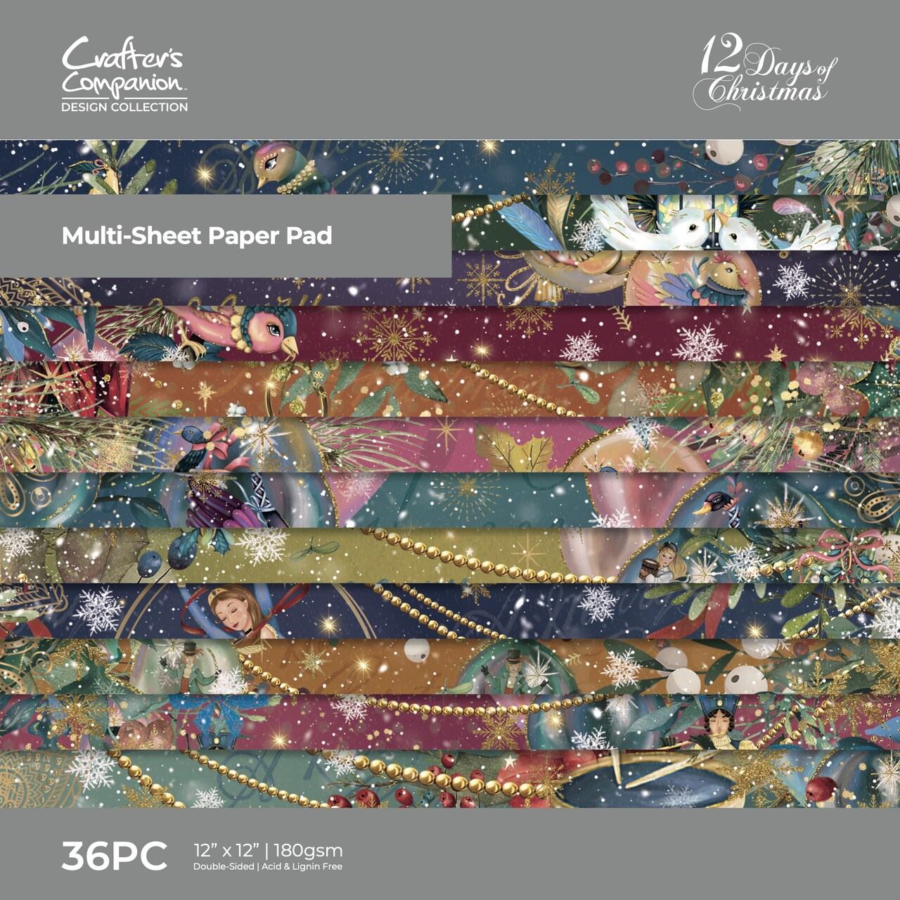 Twelve Days Of Christmas Double-Sided Paper Pad 12"X12"-Twelve Days of Christmas